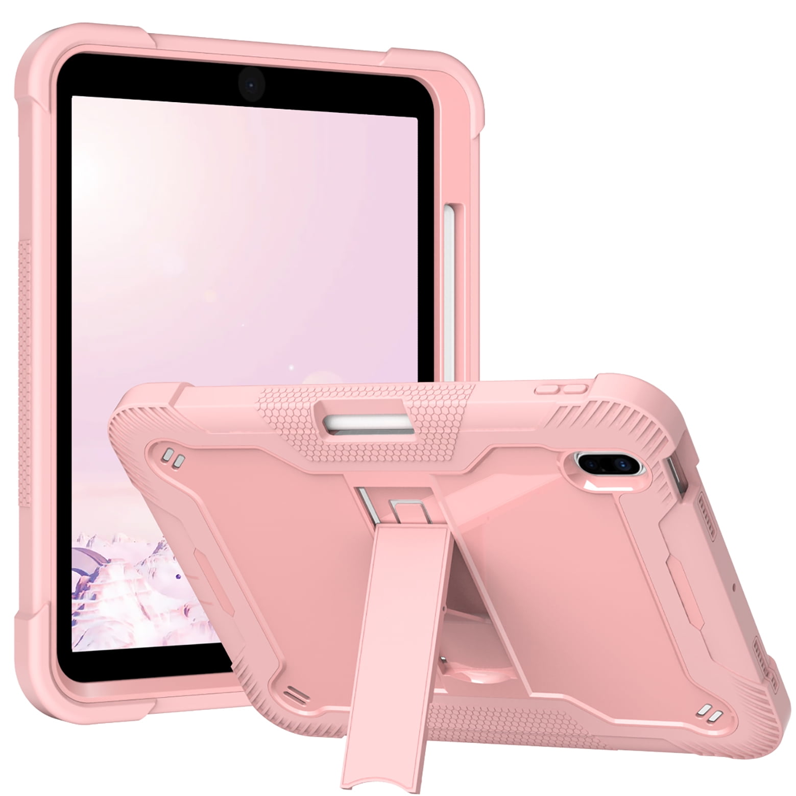 Feishell Case for Apple iPad 10th Generation 10.9 inch (2022),Three Layer Protection Shockproof Hybrid Armor Heavy Duty Rugged Kickstand Protective Cover with Built-in Pencil Holder,Rosegold