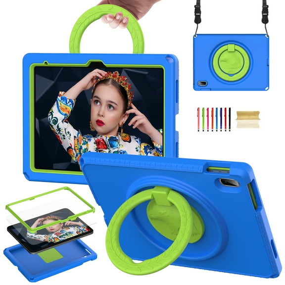 Feishell Case for Apple iPad 10th Generation 10.9-inch with Built-in Screen Protector,Shockproof Rugged 360 Rotatable Folding Handle Kickstand Kids Friendly EVA Case Cover with Shoulder Strap,Blue