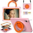 thumbnail image 1 of Feishell Case for Apple iPad mini (6th generation) with Built-in Screen Protector,Shockproof Rugged 360 Rotatable Folding Handle Kickstand Kids Friendly EVA Case Cover with Shoulder Strap,Pink, 1 of 8