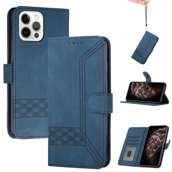 Feishell Case for Apple iPhone 14 Pro Max 6.7 inch,Premium PU Leather Phone Case with ID Credit Card Slots & Hand Strap,Magnetic Clasp Folio Flip Kickstand Wallet Protective Cover,Blue