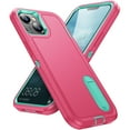 thumbnail image 1 of Feishell Case for Apple iPhone 15,Heavy Duty 3 Layer Military Protection with Hidden Kickstand Shock Resistant Armor Hybrid Bumper Rugged Rubber Phone Cover,Rose+Mint, 1 of 8