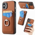 thumbnail image 1 of Feishell Case Compatible with iPhone 11, Wallet Case Premium Retro Leather Cover with Card Holder, 360° Rotation Ring Kickstand, Carbon Fiber Patterned Design For iPhone 11, Brown, 1 of 8