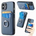 thumbnail image 1 of Feishell Case Compatible with iPhone 11, Wallet Case Premium Retro Leather Cover with Card Holder, 360° Rotation Ring Kickstand, Carbon Fiber Patterned Design For iPhone 11, Blue, 1 of 8