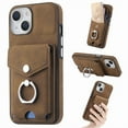 thumbnail image 1 of Feishell Case Compatible with iPhone 13, Wallet Case [RFID Blocking], Leather Case with Card Holder, 360° Rotation Ring Kickstand, Protective Snap Buttons For iPhone 13, Brown, 1 of 13