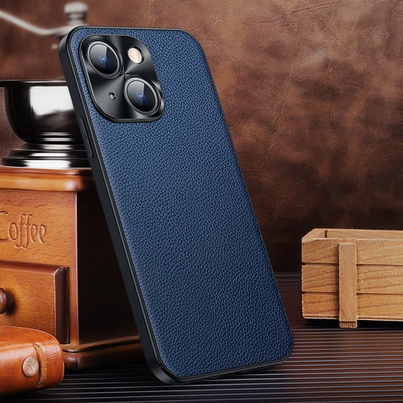 Feishell Case Compatible with iPhone 14 Plus, Slim Premium Leather Classic Luxury Elegant Thin Anti-Scratch Thin Fit Lens Protection Back Phone Cover For iPhone 14 Plus - 6.7", Darkblue