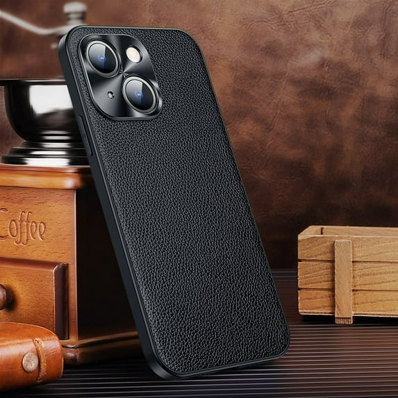 Feishell Case Compatible with iPhone 14 Plus, Slim Premium Leather Classic Luxury Elegant Thin Anti-Scratch Thin Fit Lens Protection Back Phone Cover For iPhone 14 Plus - 6.7", Black