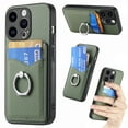 thumbnail image 1 of Feishell Case Compatible with iPhone 15 Pro Max, Wallet Case Premium Retro Leather Cover with Card Holder, 360? Rotation Ring Kickstand, Carbon Fiber Patterned Design For iPhone 15 Pro Max, green, 1 of 8
