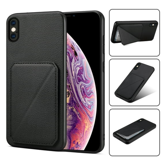 Feishell Case Compatible with iPhone X, iPhone XS, Wallet Case Credit Card Holder ID Slot Hidden Pocket Vertical and horizontal Kickstand Back Magnetic Shockproof Cover For iPhone X / XS, Black