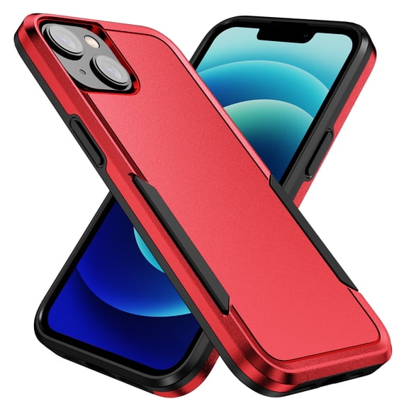 Feishell Case Fit for Apple iPhone 15 Plus,Military Grade Shockproof Protection Hybrid Armor Double Layer Hard PC + Soft TPU Drop Resistant Anti-Fingerprint Phone Cover,Red+Black