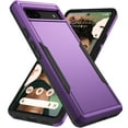 thumbnail image 1 of Feishell Case Fit for Google Pixel 6a 6.1 inch,Military Grade Shockproof Protection Hybrid Armor Double Layer Hard PC + Soft TPU Drop Resistant Anti-Fingerprint Phone Cover,Purple+Black, 1 of 6
