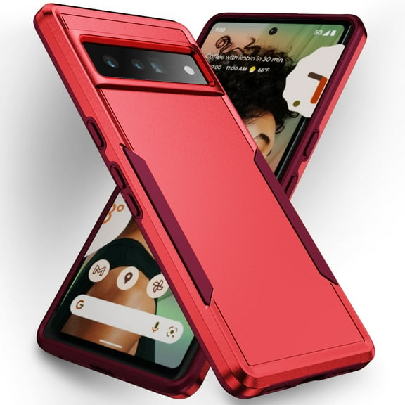 Feishell Case Fit for Google Pixel 7 6.3 inch,Military Grade Shockproof Protection Hybrid Armor Double Layer Hard PC + Soft TPU Drop Resistant Anti-Fingerprint Phone Cover,Red
