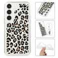 thumbnail image 1 of Feishell Case For Samsung S22 Cute Leopard Print Pattern Soft TPU Rubber Bumper Shockproof Anti-Scratch Slim Phone Cover Support Wireless Charging For Samsung Galaxy S22, Black+Pink, 1 of 8