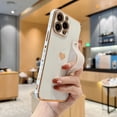 thumbnail image 1 of Feishell Case For iPhone 12 Pro Max, Cute Luxury Plating Love Heart with Camera Protection,Soft TPU Bumper Small Love Pattern,Protective Wrist Strap Kickstand Case For iPhone 12 Pro Max, White, 1 of 9