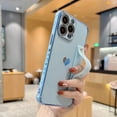 thumbnail image 1 of Feishell Case For iPhone 13 Pro Max, Cute Luxury Plating Love Heart with Camera Protection,Soft TPU Bumper Small Love Pattern,Protective Wrist Strap Kickstand Case For iPhone 13 Pro Max, Blue, 1 of 9