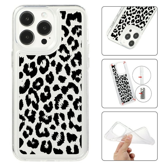 Feishell Case For iPhone 14 Pro Cute Leopard Print Pattern Soft TPU Rubber Bumper Shockproof Anti-Scratch Slim Phone Cover Support Wireless Charging For iPhone 14 Pro, Leopard