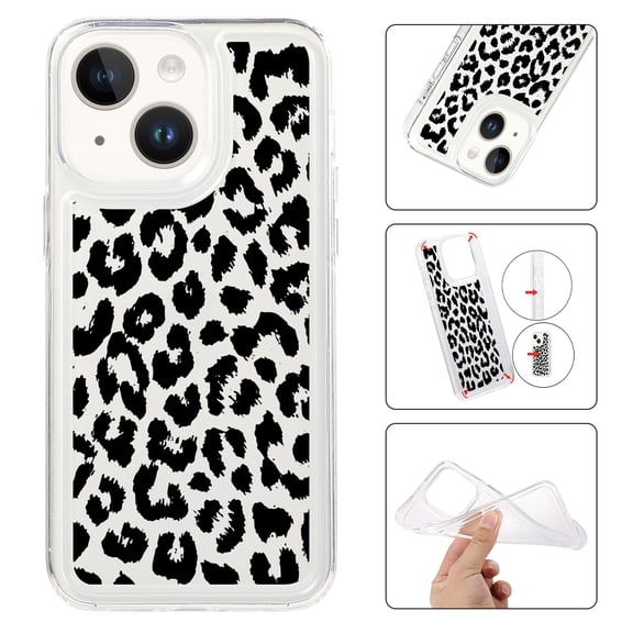 Feishell Case For iPhone 15 Plus Cute Leopard Print Pattern Soft TPU Rubber Bumper Shockproof Anti-Scratch Slim Phone Cover Support Wireless Charging For iPhone 15 Plus, Leopard