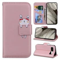 Feishell Case for Google Pixel 9 / 9 Pro, Cute Cartoon Animal Patterned Magnetic Buckle Folio Credit Card Slots Shockproof PU Leather Flip Kickstand Anti-Scratch Wallet Phone Case,Rosegold