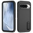 thumbnail image 1 of Feishell Case for Google Pixel 9 Pro XL,Heavy Duty 3 Layer Military Protection with Hidden Kickstand Shock Resistant Armor Hybrid Bumper Rugged Rubber Phone Cover,Black+Black, 1 of 9
