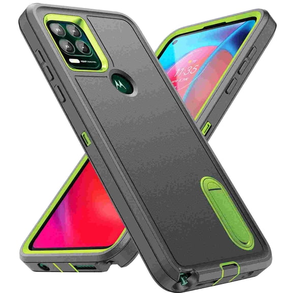 Feishell Case for Moto G Power (2025),Heavy Duty 3 Layer Military Protection with Hidden Kickstand Shock Resistant Armor Hybrid Bumper Rugged Rubber Phone Cover,Gray+Green