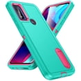 thumbnail image 1 of Feishell Case for Motorola G Pure 6.5 inch,Heavy Duty 3 Layer Military Protection with Hidden Kickstand Shock Resistant Armor Hybrid Bumper Rugged Rubber Phone Cover,Mint+Rose, 1 of 8