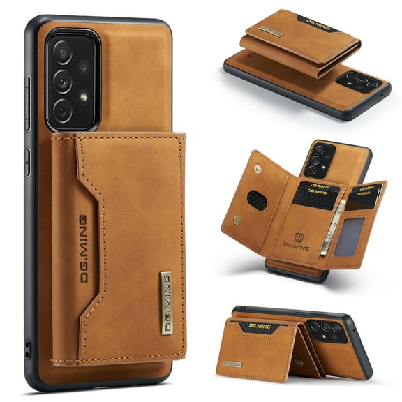 Feishell Case for Samsung Galaxy A03s,Premium PU Leather Magnetic Detachable 2-In-1 Card Pocket Back Flip ID Credit Card Slots Kickstand Shockproof Business Slim Phone Case,Brown