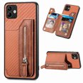thumbnail image 1 of Feishell Case for Samsung Galaxy A05,Fiber Grain PU Leather Back Wallet Case with Credit Card Slots & Zipper Pocket Shockproof Magnetic Buckle Flip Kickstand Phone Case,Brown, 1 of 7