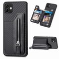 thumbnail image 1 of Feishell Case for Samsung Galaxy A05,Fiber Grain PU Leather Back Wallet Case with Credit Card Slots & Zipper Pocket Shockproof Magnetic Buckle Flip Kickstand Phone Case,Black, 1 of 7