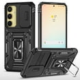 thumbnail image 1 of Feishell Case for Samsung Galaxy A06 Camera Lens Slide Protection Cover with Ring Holder Kickstand, Armor Heavy Duty Military Grade Shockproof PC Rugged Bumper for Samsung Galaxy A06,
Black, 1 of 7