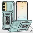 thumbnail image 1 of Feishell Case for Samsung Galaxy A06 Camera Lens Slide Protection Cover with Ring Holder Kickstand, Armor Heavy Duty Military Grade Shockproof PC Rugged Bumper for Samsung Galaxy A06,
Darkgreen, 1 of 7