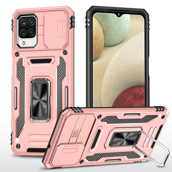 Feishell Case for Samsung Galaxy A22 5G Camera Lens Slide Protection Cover with Ring Holder Kickstand, Armor Heavy Duty Military Grade Shockproof PC Rugged Bumper for Samsung Galaxy A22 5G,
Rosegold