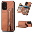 thumbnail image 1 of Feishell Case for Samsung Galaxy A23 5G 6.6 inch,Fiber Grain PU Leather Back Wallet Case with Credit Card Slots & Zipper Pocket Shockproof Magnetic Buckle Flip Kickstand Phone Case,Brown, 1 of 7