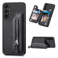 thumbnail image 1 of Feishell Case for Samsung Galaxy A25 5G,Fiber Grain PU Leather Back Wallet Case with Credit Card Slots & Zipper Pocket Shockproof Magnetic Buckle Flip Kickstand Phone Case,Black, 1 of 7