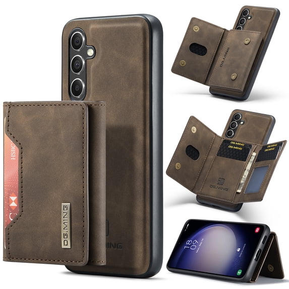 Feishell Case for Samsung Galaxy A36 5G Plus,Premium PU Leather Magnetic Detachable 2-In-1 Card Pocket Back Flip ID Credit Card Slots Kickstand Shockproof Business Slim Phone Case,Coffee