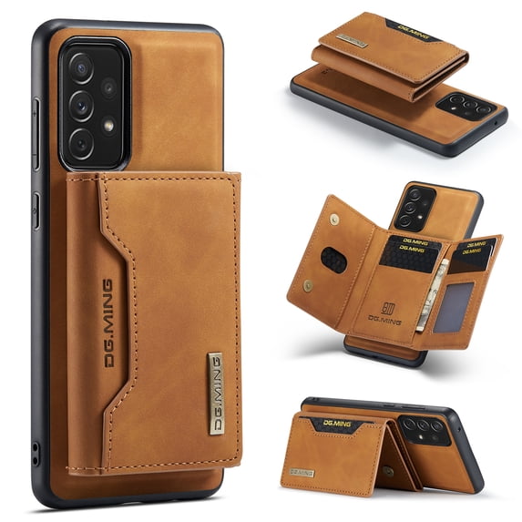 Feishell Case for Samsung Galaxy A53 5G,Premium PU Leather Magnetic Detachable 2-In-1 Card Pocket Back Flip ID Credit Card Slots Kickstand Shockproof Business Slim Phone Case,Brown