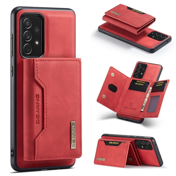 Feishell Case for Samsung Galaxy A53 5G,Premium PU Leather Magnetic Detachable 2-In-1 Card Pocket Back Flip ID Credit Card Slots Kickstand Shockproof Business Slim Phone Case,Red