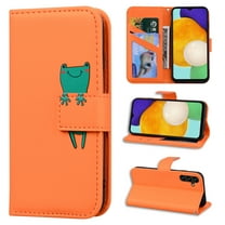 Feishell Case for Samsung Galaxy A54 5G (6.4 inch),Cartoon Animal Magnetic Buckle Folio Credit Card Slots Shockproof PU Leather Flip Kickstand Anti-Scratch Wallet Phone Case,Orange