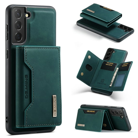 Feishell Case for Samsung Galaxy S22+ 5G,Premium PU Leather Magnetic Detachable 2-In-1 Card Pocket Back Flip ID Credit Card Slots Kickstand Shockproof Business Slim Phone Case,Green