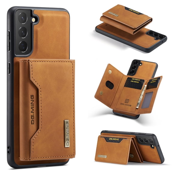 Feishell Case for Samsung Galaxy S22+ 5G,Premium PU Leather Magnetic Detachable 2-In-1 Card Pocket Back Flip ID Credit Card Slots Kickstand Shockproof Business Slim Phone Case,Brown