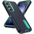 thumbnail image 1 of Feishell Case for Samsung Galaxy S24,Heavy Duty 3 Layer Military Protection with Hidden Kickstand Shock Resistant Armor Hybrid Bumper Rugged Rubber Phone Cover,Darkblue+Mint, 1 of 8