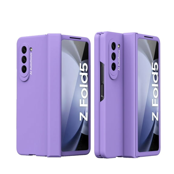 Feishell Case for Samsung Galaxy Z Fold 6,Built-in Glass Screen Protector Film,Shockproof Hinged Folding All-inclusive Shell Micro-frosting Anti-Scratch Support Wireless Charging Phone Case,Purple