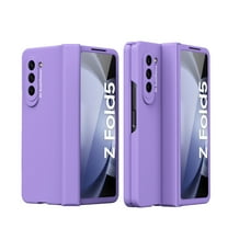 Feishell Case for Samsung Galaxy Z Fold 6,Built-in Glass Screen Protector Film,Shockproof Hinged Folding All-inclusive Shell Micro-frosting Anti-Scratch Support Wireless Charging Phone Case,Purple