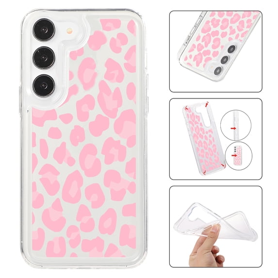 Feishell Case For Samsung S21 Cute Leopard Print Pattern Soft TPU Rubber Bumper Shockproof Anti-Scratch Slim Phone Cover Support Wireless Charging For Samsung Galaxy S21, Pink