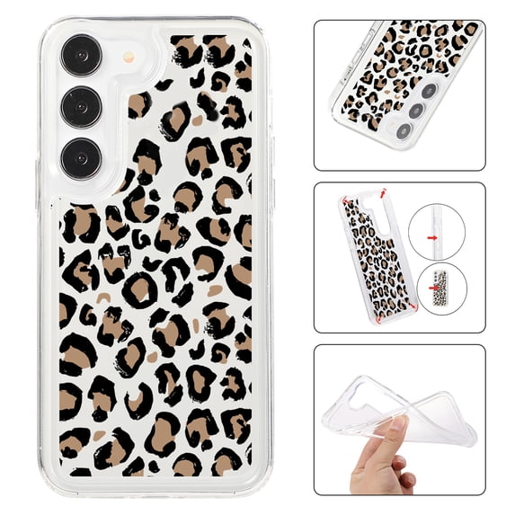 Feishell Case For Samsung S21 Cute Leopard Print Pattern Soft TPU Rubber Bumper Shockproof Anti-Scratch Slim Phone Cover Support Wireless Charging For Samsung Galaxy S21, Black+Pink