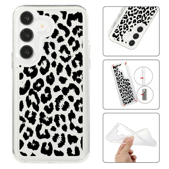 Feishell Case For Samsung S24 Plus Cute Leopard Print Pattern Soft TPU Rubber Bumper Shockproof Anti-Scratch Slim Phone Cover Support Wireless Charging For Samsung Galaxy S24 Plus,Leopard