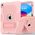 thumbnail image 1 of Feishell Case for iPad 10th Generation 10.9" 2022,Built-in with Kickstand,Three Layers Hybrid Heavy Duty Shockproof Rugged Impact Resistant Drop Protection Case Cover,Rosegold, 1 of 9