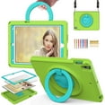 thumbnail image 1 of Feishell Case for iPad 9th/8th/7th Gen 10.2 inch 2021/2020/2019 with Screen Protector,Shockproof Rugged 360 Rotatable Folding Handle Kickstand Kids Friendly EVA Case Cover with Shoulder Strap,Green, 1 of 8