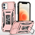 thumbnail image 1 of Feishell Case for iPhone 12 / 12 Pro Camera Lens Slide Protection Cover with Ring Holder Kickstand, Armor Heavy Duty Military Grade Shockproof PC Rugged Bumper for iPhone 12 / 12 Pro,
Rosegold, 1 of 7