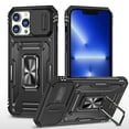 thumbnail image 1 of Feishell Case for iPhone 12 Pro Max Camera Lens Slide Protection Cover with Ring Holder Kickstand, Armor Heavy Duty Military Grade Shockproof PC Rugged Bumper for iPhone 12 Pro Max, Black, 1 of 7