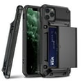 thumbnail image 1 of Feishell Case for iPhone 12 Pro Max Case Wallet Credit Card Holder ID Slot Sliding Door Hidden Pocket Men Women Anti-Scratch Dual Layer Hybrid Bumper Armor Protective Hard Shell Back Cover, Black, 1 of 9