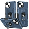 thumbnail image 1 of Feishell Case for iPhone 13 (6.1 inch),Shockproof Anti-Fingerprint Hybrid Armor Cover with 360° Rotation Finger Ring Holder Kickstand Magnetic Car Mount Rugged Protective Phone Case,Blue, 1 of 10